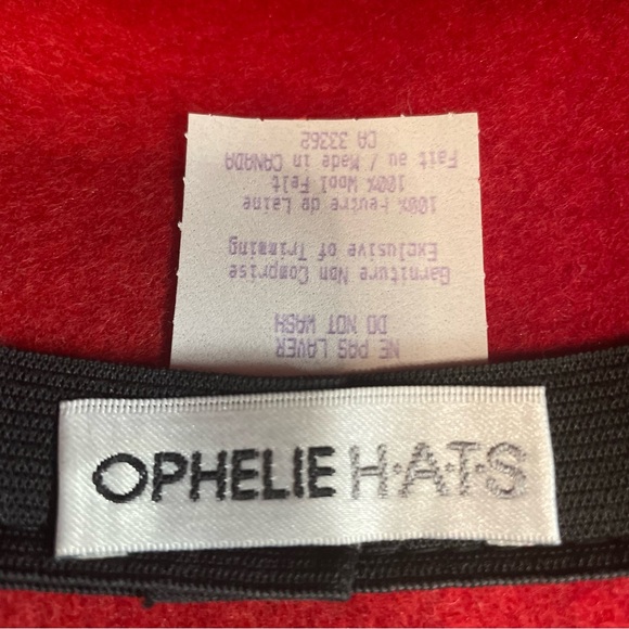 Ophelie Red Wool Felt Hat with Floral Accents - Picture 4 of 7